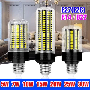 30W LED Corn Bulb E27/E26 Ceiling Light E14 Lamp AC220V Indoor Chandelier Bulbs 110V No Flicker Cold/Warm White For Home Bedroom