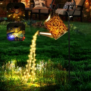 Solar Lanterns Watering CanOutdoor Watering Can Water Lawn Light 36LED Kettle String Light Iron Retro Garden Landscape Lights