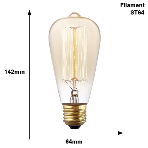Retro Edison Bulb E27 220V 40W ST64 G80 G95 G125 Ampoule Vintage Edison Bulb Incandescent Lamp Filament Light Bulb Home Decor - Image 20